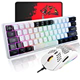 60% Wired Gaming Keyboard and Mouse Combo True RGB Mini Mechanical Feel Ultra-Compact Keyboard and RGB 6400 DPI Honeycomb Optical Mouse,Gaming Mouse pad for Windows Mac Laptop PC Gamer