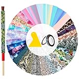 51 Pieces Epoxy Pen Wrap Epoxy Pen Supplies DIY Stickers Glitter Pen Art Crafts Patterns Line Striping Tape with Orange Scraper for DIY Craft Pen, Assorted Colors (Fresh Style)