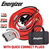 Energizer Jumper Cables, 30 feet, 1 Gauge, 800A, Booster Battery Cables with Permanent Installation kit and Quick Connect Plug for SUV and Trucks with up to 8-Liter Gasoline and 6-Liter Diesel Engines