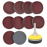 100 Pieces 2 Inch Sanding Discs, 80-3000 Grit Sandpaper with 1/4' Shank Backing Plate and Soft Foam Buffering Pad, for Drill Grinder Tool, Hook and Loop Sand Paper Assortment Pack