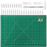 Audab 18' x 12' Self-Healing Cutting Mat and Craft Knife kit with 30Pcs Hobby Blades Art Knife for Craft, Sewing, Fabric, Quilting, Scrapbooking Project