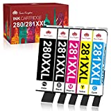 Toner Kingdom Compatible Ink Cartridge Replacement for Canon 280 281 PGI-280XXL CLI-281XXL PGI 280 CLI 281 XXL Ink for PIXMA TR7520 TR8520 TS6120 TS6220 TS6320 TS8120 TS9120 TS9520 Printer (5 Pack)
