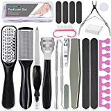 EAONE Professional Pedicure Tools Set, 20 in 1 Foot Files Callus Remover for Feet, Stainless Steel Foot Scrubber Rasp Heel Dead Skin Removal Pedicure Kit for Women and Men Foot Care at Home and Salon
