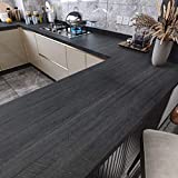 WESTICK Black Peel and Stick Wallpaper Modern Vinyl Countertop Peel and Stick Cabinet Wallpaper Removable Contact Paper for Countertops Waterproof Self Adhesive Counter Top Stick Paper 15.75' x 393'
