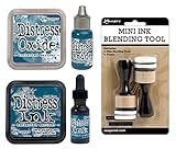 Tim Holtz Distress Uncharted Mariner Distress Ink | June 2022 Release | Includes Distress Pad/Reinker, Distress Oxide Pad/Reinker, Package of Mini Ink Blending Tools and 4 Foams, 5 Item Bundle