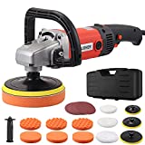 JUSTOOL Buffer Polisher1400W, 8 Variable Speed, 7/6/5Inch RO Rotary Polisher Car Polisher Electric Polisher with Foam/Wool Pads, Sandpaper,Polishing Pads Set for Auto Buffing and Polishing