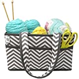 Craft Caddy, by Little Grey Rabbit, Large Design, Sturdy Construction, Gray Chevron