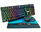 RGB Gaming Keyboard and Mouse Combo CHONCHOW 991b Rainbow Led Backlit 7 Colors Office Ergonomic Keyboard with Mice 4800 DPI Adjustable competible with Ps4/Ps3 Windows 7/8/10 Mac PC
