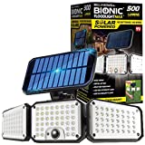 Bionic Flood Light Max LED Solar Light Outdoor Waterproof, 500 Lumen 180 Degrees Swiveling Light by Bell+Howell Motion Sensor 120 High Power LED Bulbs with Adjustable Panels, No Wiring or Batteries