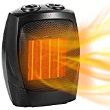 Portable Electric Space Heater, 1500W/750W Ceramic Heater with Thermostat, Heat Up 200 Square Feet in Minutes, Safe and Quiet for Office Room Desk Indoor Use ( Black )