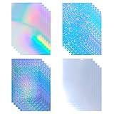 Bleidruck 4 Styles Mixed 20 Sheets Printable Holographic Sticker Paper A4 (11.7 x 8.3 Inch) Vinyl Sticker Paper Self Adhesive Sticker Holographic Paper Quick Dry For Inkjet/Laser Printer