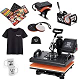 SUPER DEAL Upgraded 5 in 1 Heat Press Machine 12' x 15' 360-degree Rotation Quality ndustrial Digital Heat Transfer Machine Combo for Hat/Mug/Plate/Cap/T-Shirt 110V, Black