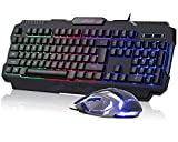 CHONCHOW Light Up Keyboard and Mouse Combo, Large Rainbow RGB Backlit Gaming Keyboard Lighted RGB Gaming Mouse, USB Wired LED Keyboard and Mouse for Xbox PS4 PS5 PC Laptop Game and Work