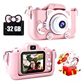 CIMELR Kids Camera Toys for 6 7 8 9 10 11 12 Year Old Boys/Girls, Kids Digital Camera for Toddler with Video, Christmas Birthday Festival Gifts for Kids, Selfie Camera for Kids, 32GB SD Card