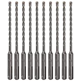 Sabre Tools 10-Pack SDS Plus 3/16' x 6' Rotary Hammer Drill Bits, Carbide Tipped for Brick, Stone and Concrete