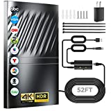 Upgraded 800+ Miles Range TV Antenna-Digital TV Antenna for Smart TV and Old TVs- HD Antenna for TV Indoor Outdoor with Amplifier and Signal Booster-52ft Coax HDTV Cable/AC Adapter- Support 4K 1080p