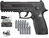 SIG Sauer P320 Airgun .177 Cal 30 Rd with CO2 12 Gram (15 Pack) and 500 Lead Pellets Bundle (Black)