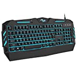 BAKTH 7 Colors LED Backlit Gaming Keyboard, Mechanical Feeling and Waterproof, Illuminated USB Wired Keyboard for Pro PC Gamer or Office