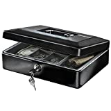SentrySafe Money Safe Cash Box with Money Tray and Key Lock, 0.21 Cubic Feet, 3.75 x 12 x 9.5 inches, CB-12 , Black
