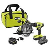 Ryobi P1816 18V Drill and Circular Saw Starter Kit with Two 1.5Ah Batteries and Charger