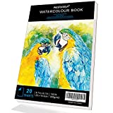 MUJINHUA Watercolor Paper, White, 140 lb, 6.1X8.7', 20 Sheets, Cold-Pressed, Acid-Free, Ideal for Watercolor Painting and Wet Media, Textured Paper Great and Sketchbook, Ideal for Kid, Beginners