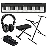 Kawai ES110 88-Key Portable Digital Piano, Stylish Black, Bundle with H&A Monitor Headphones & H&A Keyboard Stand Bench Pedal