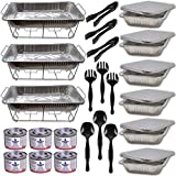 Chafing Dish Buffet Set Disposable | Buffet Servers and Warmers, Buffet Serving Kit | Includes Chafing Fuel, Wire Racks, Foil Pans Full Size, 9x13 Aluminum Pans Disposable, Serving Utensils| 33 Pieces