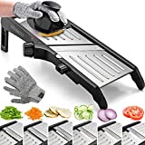 Mandoline Food Slicer, Adjustable Stainless Steel with Waffle Fry Cutter Crinkle Cut Potato Chip Vegetable Onion