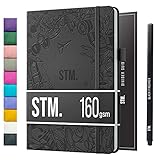 Scribbles That Matter Bullet Dotted Journal and Organizer - Vegan Leather Notebook - 160gsm No Bleed Fountain Pen Friendly Paper - For Women and Men - A5 Iconic Version - 5.75' x 8.5' - Charcoal