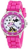 Accutime Disney Minnie Mouse Kids' Analog Watch with Silver-Tone Casing, Pink Bezel, Pink Strap - Official Minnie Mouse Character on The Dial, Time-Teacher Watch, Safe for Children - Model: MN1157