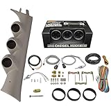 GlowShift Diesel Gauge Package Compatible with Chevrolet Silverado Duramax & GMC Sierra 2007-2013 - Tinted 7 Color 60 PSI Boost, 1500F EGT & Transmission Temp Gauges - Color Matched Triple Pillar Pod