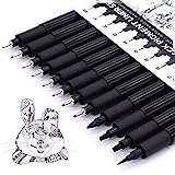 TWOHANDS Set of 12 Micro Pens,Art Pens,Fineliner Ink Pens,Technical Drawing pen,Pigment Pen,Fine Point,Black,Waterproof,for Art Watercolor,Sketching,Anime,Manga,Scrapbooking 20413