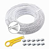 22/2 Gauge Hookup Electrical Wire 2pin 66FT White PVC Cable Extension Cord 12V/24V DC Cable, 22AWG 2 Conductor Flexible Low-Voltage Tinned-Copper Wire for LED Ribbon Lamp Car Audio Automotive Trailer
