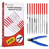 Gaxcoo Multipurpose Needle File Set Files Tools Diamond Round Files | Small for Fine Metal Sanding, Sanding, Jewelers, Hobby, Wood, Saw, Miniature, Jewelry, Plastic | Free Bonus: Cutter