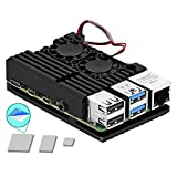 Raspberry Pi 4 Case, Pi 4 Armor Case Metal Case with Dual Fan Aluminium Alloy, Raspberry Pi 4 Fan, Pi 4 Heatsink for Raspberry Pi 4 Model/Pi 4B
