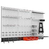 TORACK 109Pcs Pegboard Wall Organizer 4 ft. Garage Metal Pegboard Standard Utility Tool Storage Kit w/ Toolboard Hooks & Pegboad Hooks Accessories, Wall Mounted Storage Bins & Shelf Racks