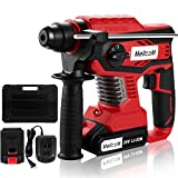 MELLCOM Cordless Rotary Hammer SDS-PLUS Hammer Drill 1400 RPM Brushless Drill with 20V Lithium-Ion Battery Electric Hammer for Rock Wood Cement Brick