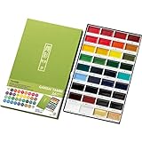 Kuretake GANSAI TAMBI Watercolor 36 Colors Set, Handcrafted, Professional-Quality Pigment Inks for Artists and Crafters, AP-Certified, Blendable, Show up on Dark Paper, Made in Japan