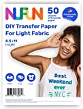 NuFun Activities Heat Transfer Paper for T Shirts, Light Fabrics, Inkjet Printable Iron-On Heat, 8.5 x 11 inch, Make Your own Custom T-Shirt (50 Sheets)