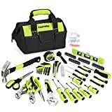 FASTPRO 220-Piece Home Tool Set, Household Repairing Tool Kit, with 12-Inch Wide Mouth Open Storage Tool Bag, Green