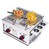 Commercial Deep Fryer Commercial Countertop Gas Fryer Deep Fryer Kits 12L Dual Basket Pro Fryer Stainless Steel for Commercial and Home Use
