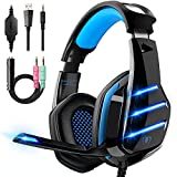 Gaming Headset for PS4 PS5 Xbox One PC Switch Laptop with 7.1 Surround Sound, Headphones with Noise Canceling Microphone