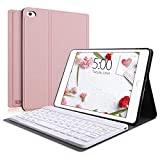 iPad Mini 5 Case with Keyboard, SENGBIRCH Smart Keyboard Compatible with iPad Mini 5th 2019 - iPad Mini 4 - Mini 3 - Mini 2 & 1, Removable Wireless Connect Cute Keyboard, Soft Rubber Case, Rose Gold