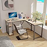 Computer Desk with Storage Shelves，55 inch Corner Desk L Shape, Desk for Home Office Work from Home, Study Writing Table Gaming Workstation Desk（Oak）