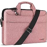 DOMISO 17 inch Laptop Sleeve Shoulder Bag Water-Resistant Messenger Bag Business Briefcase for 17.3' Notebooks/17.3' Dell Inspiron/MSI GS73VR Stealth Pro/IdeaPad/HP Envy/LG Gram/ASUS ROG,Pink