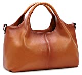 Iswee Genuine Leather Purses and Handbags for Women Shoulder Bag Top Handle Satchel Ladies Hobo Crossbody Bags (Sorrel)