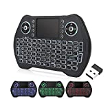 Backlit Mini Wireless Keyboard Touchpad Mouse Combo with Rechargable Li-ion Battery Multi-Media Keys, Handheld Keyboard for Android TV Box, Smart TV, X-Box, PC, HTPC, PS3, Android Windows Linux MacOS