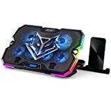2022 Upgrade Laptop Cooling Pad A13,KeiBn RGB Lights Laptop Cooler 6 Fans for up to 15.6 Inch Laptops,10 Modes Light, 7 Height Stands, 2 USB Ports - Blue