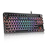 STOGA Typewriter Gaming Keyboard Mechanical with RGB Backlit Knobs 87 Keys Blue Switch Media Control Retro Round Keys Black
