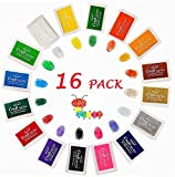 16 Colors Big Ink Pad Rainbow Washable Craft Ink Pads for Rubber/Wooden Stamps, Paper, Fabric, Non-Toxic Stamping Ink Pads Set for Card Making Fingerprints Handprints Dog Paw Prints Adult Kid
